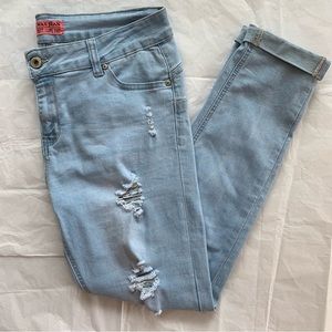 NWOT Wax Jean Butt I Love You Light Wash Distressed Cuffed Jegging Jeans | 13